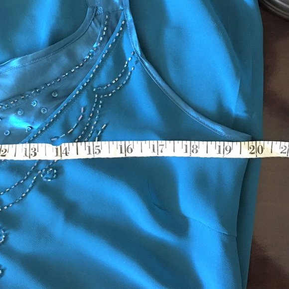 Vibrant blue sequin and bead adorned layered top - Picture 10 of 14